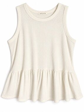 Caution to the Wind Cream Ribbed Peplum Tank Top – Women’s
